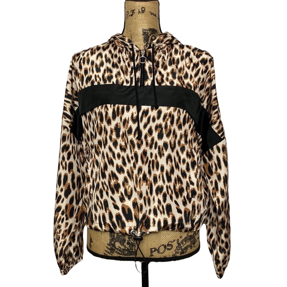 Zelos Leopard Print Windbreaker Travel Jacket S
